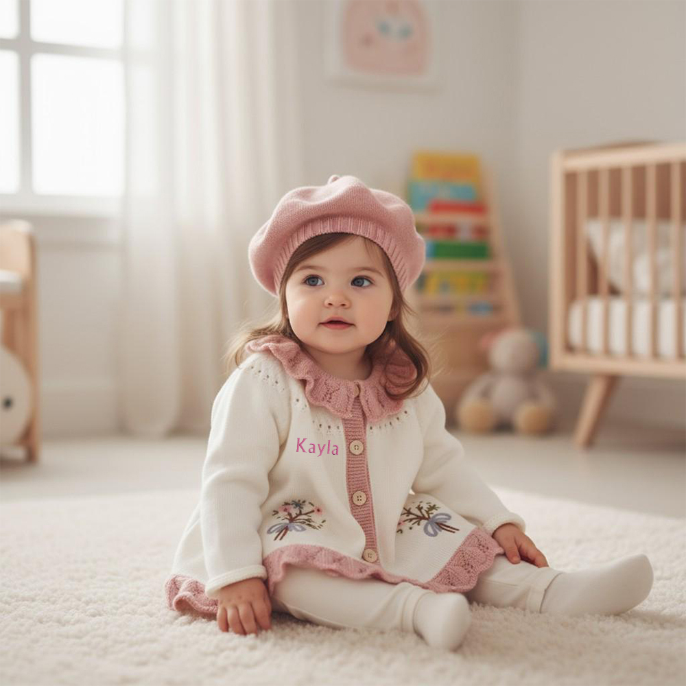 Personalized Baby Girl Vintage Flower Cardigan| BBcloth114