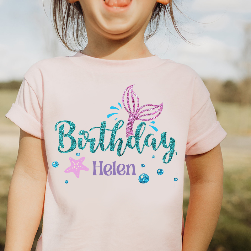 Personalized Girl Mermaid Birthday T-Shirt| Cloth1470