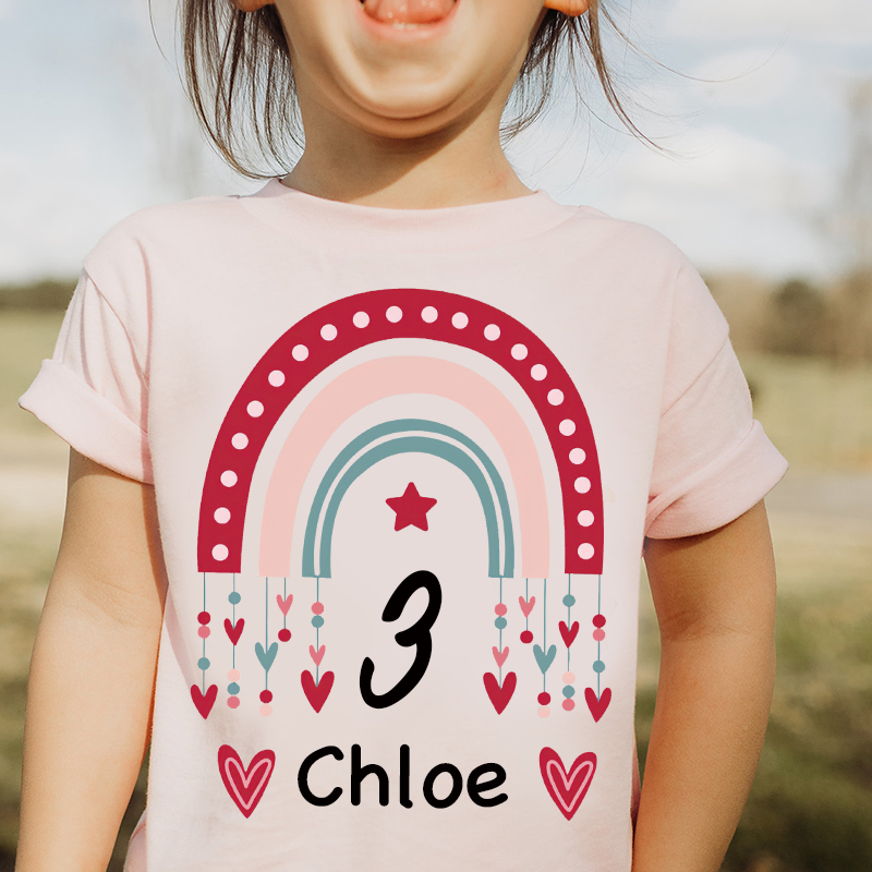 Personalized Girl Rainbow Birthday T-Shirt| Cloth1471
