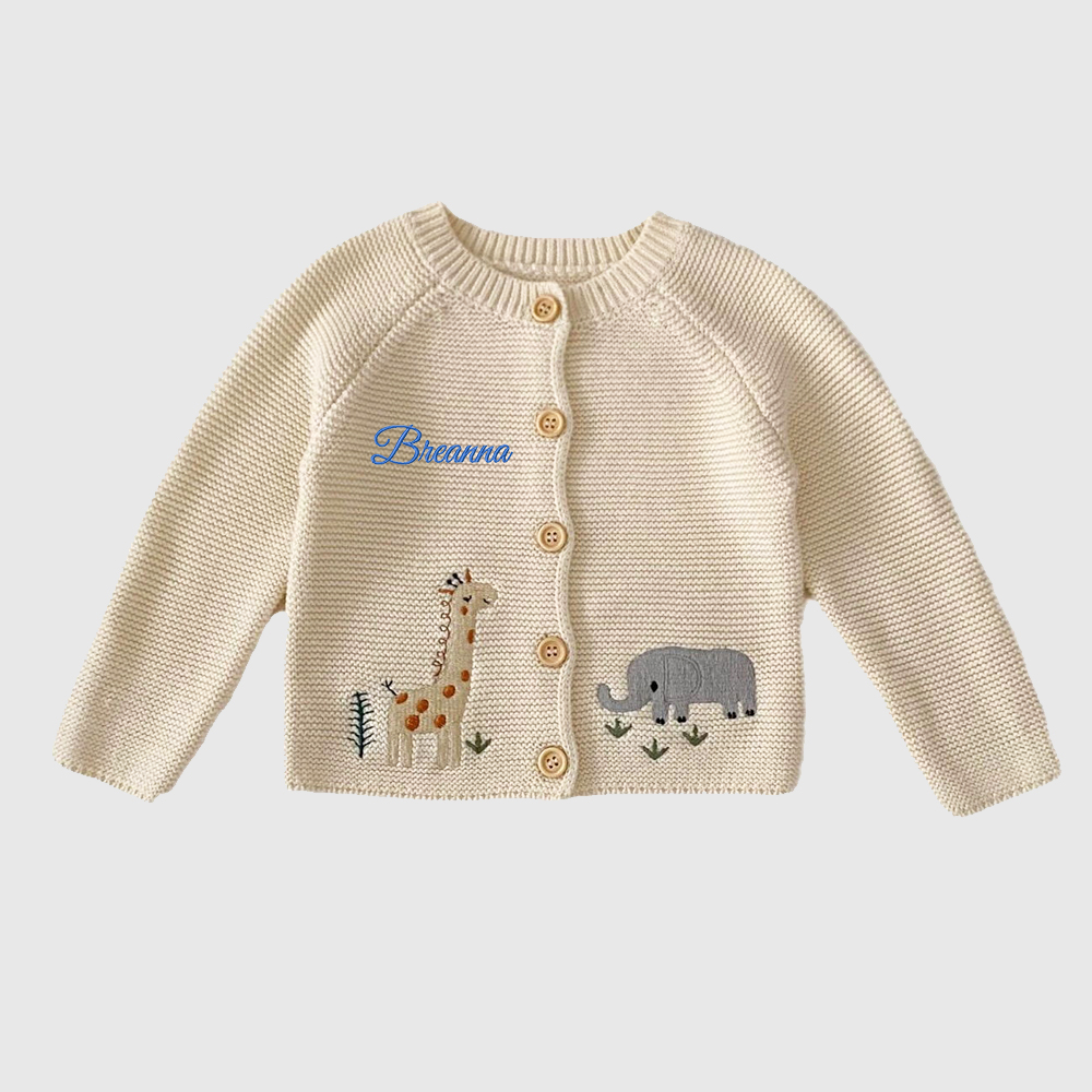 Personalized Baby Hand Embroidered Animal Cardigan| BBcloth99