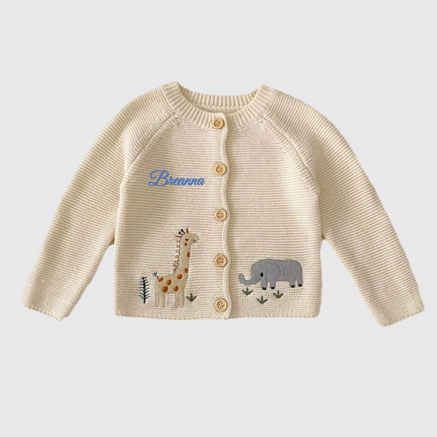 Personalized Baby Hand Embroidered Animal Cardigan| BBcloth99