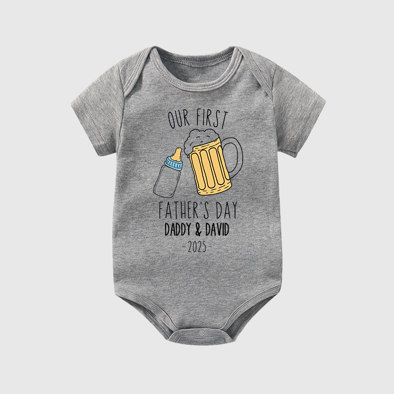 Personalized Funny Our First Father's Day Cozy Onesie| BBcloth2221