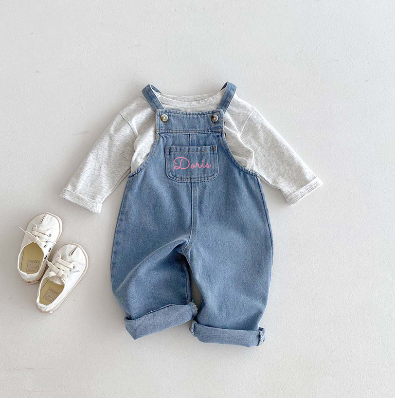 Personalized Kids Oversized Denim Overalls| Pants11