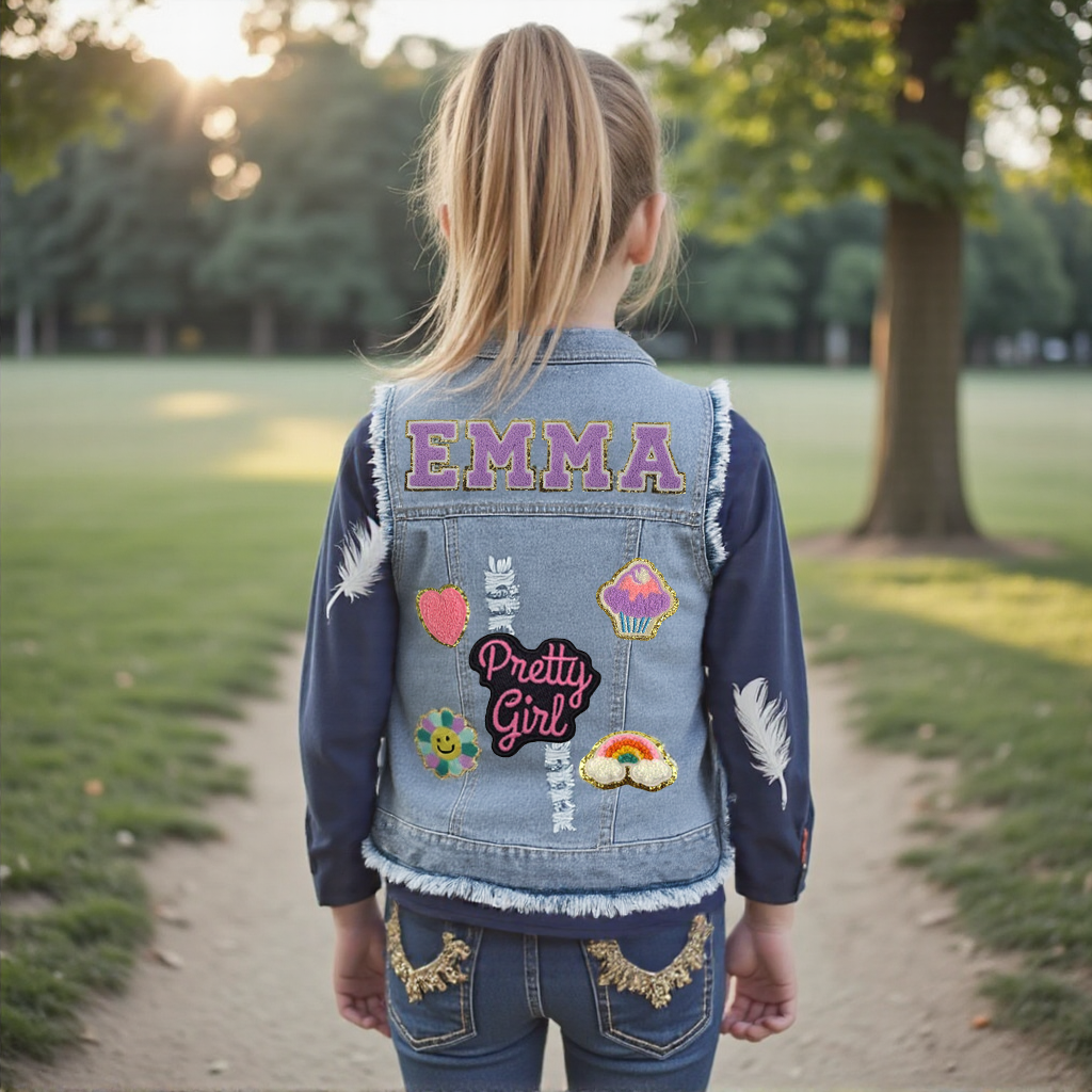 Personalized Kids Patch Denim Vest Jacket| Cloth224