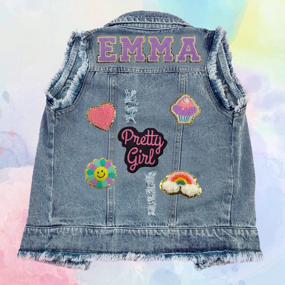Personalized Kids Patch Denim Vest Jacket| Cloth224