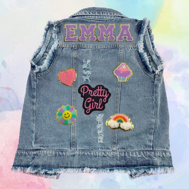 Personalized Kids Patch Denim Vest Jacket| Cloth224
