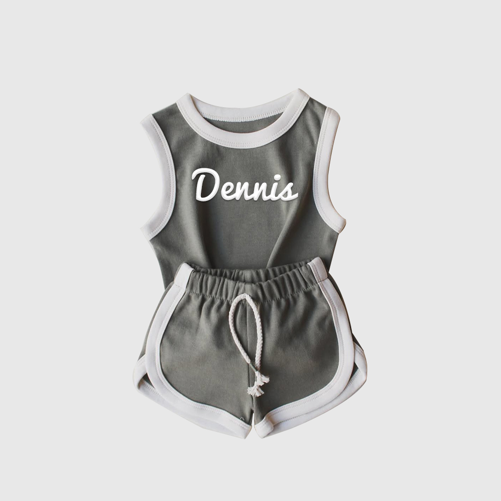 Personalized Kids Puff Name Toddler shorts Set| Cloth225