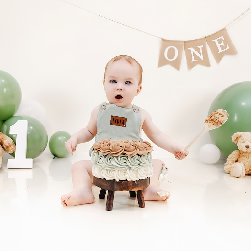 Personalized Leather Patch Baby overalls suspenders| BBCloth31