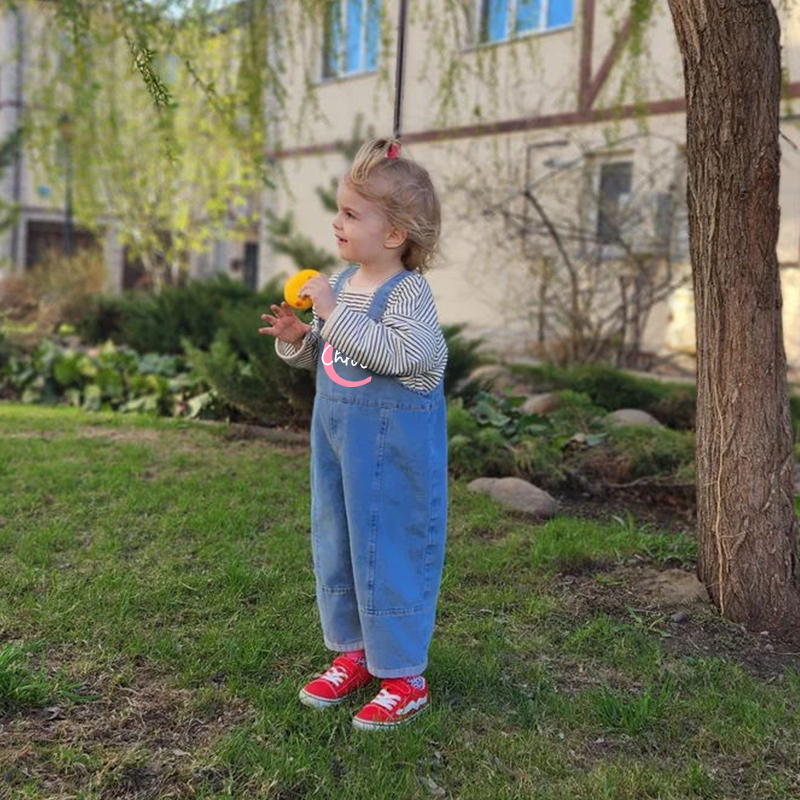 Personalized Kids Initial Oversized Denim Loose Overalls| Pants09