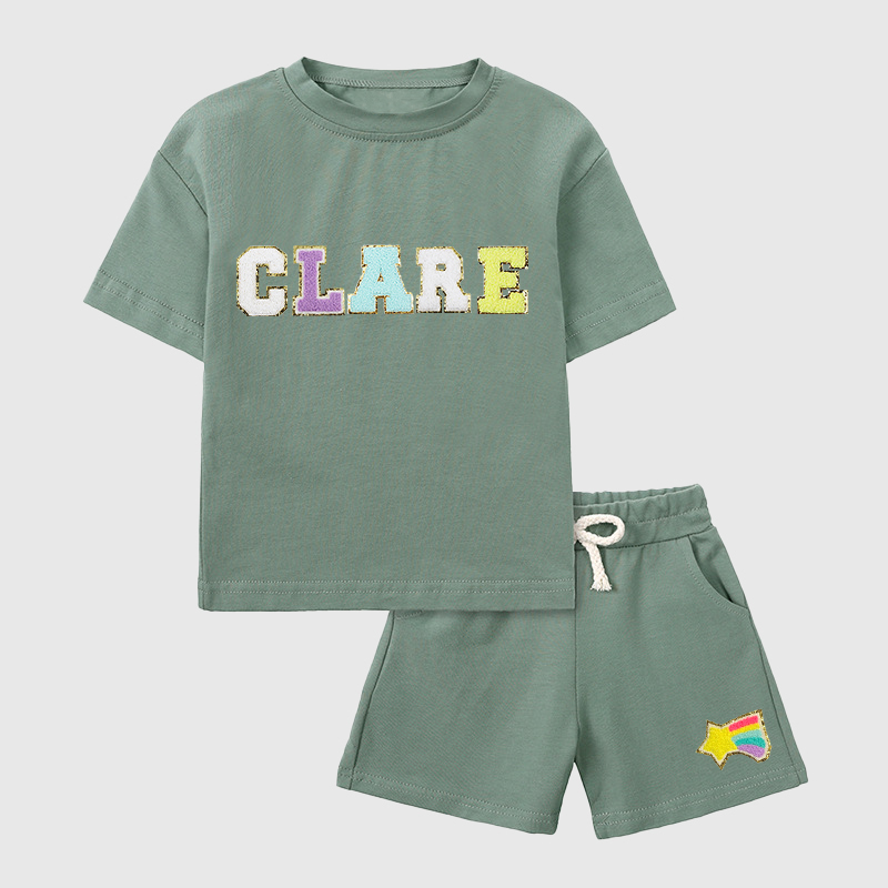 Personalized Kid Summer Hand Patch Toddler Set |Cloth218