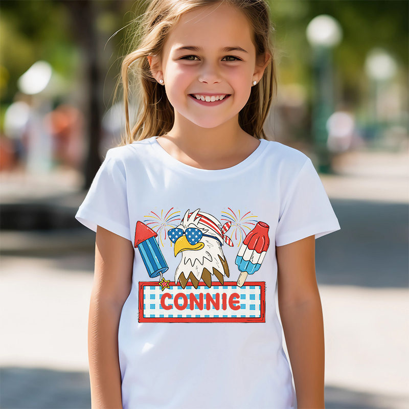 Personalized Kid 4th Of July Eagle Firework Independence T-Shirt| Cloth1461