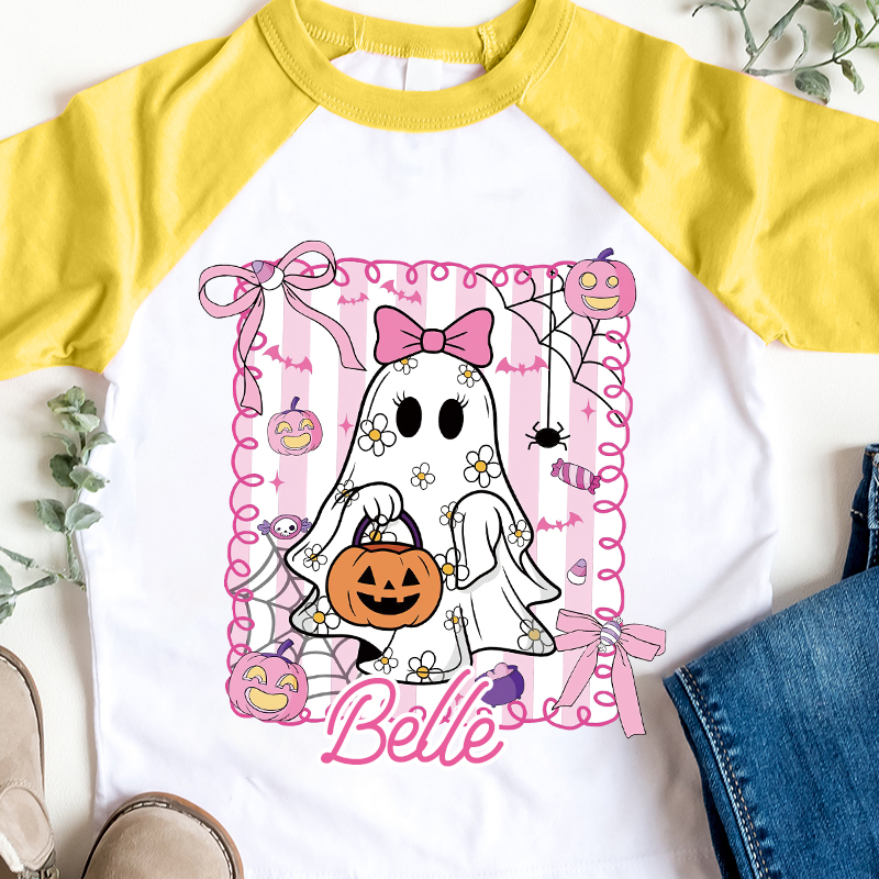 Personalized Kids Halloween Ghost Pumpkin Long Sleeves Shirt| Cloth12447