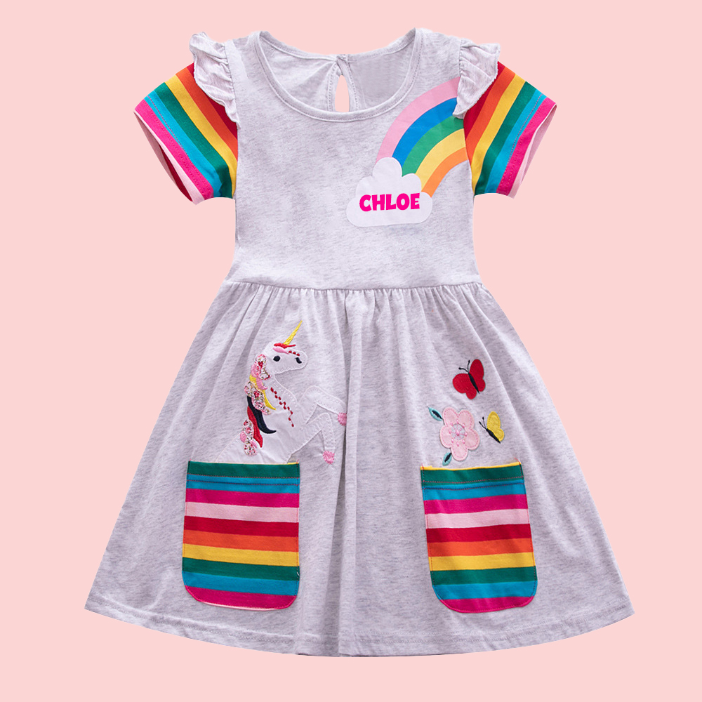 Personalized Girl Rainbow Unicorn Birthday Dress| Dress10