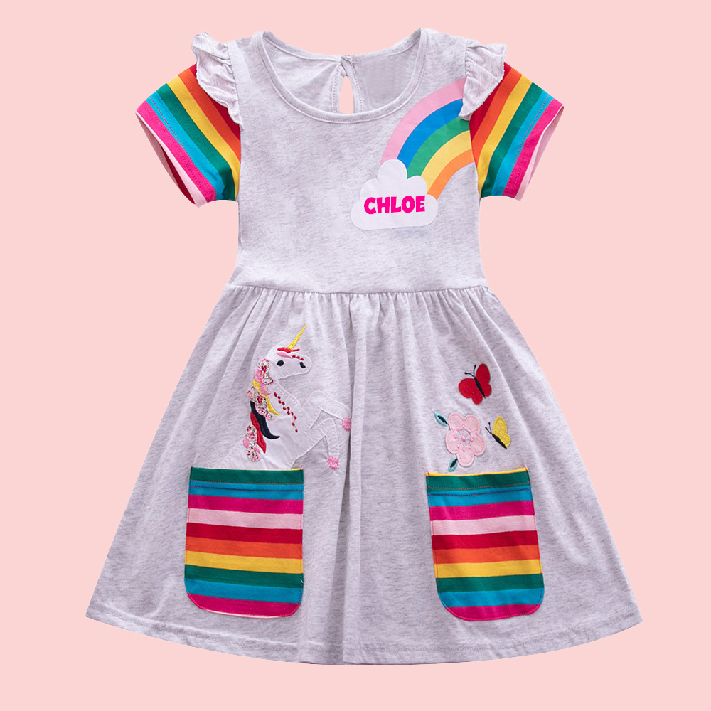 Personalized Girl Rainbow Unicorn Birthday Dress| Dress10