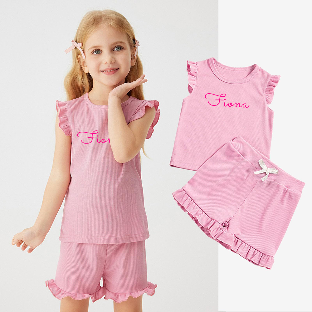 Personalized Girl Summer Ruffle T-Shirt and Shorts Set| Cloth231