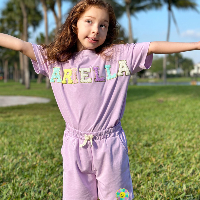 Personalized Kid Summer Hand Patch Toddler Set |Cloth218