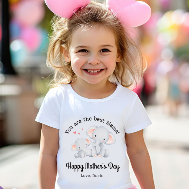 Personalized Mother’s Day  Girl Cute Elephant T-Shirt| Cloth1440