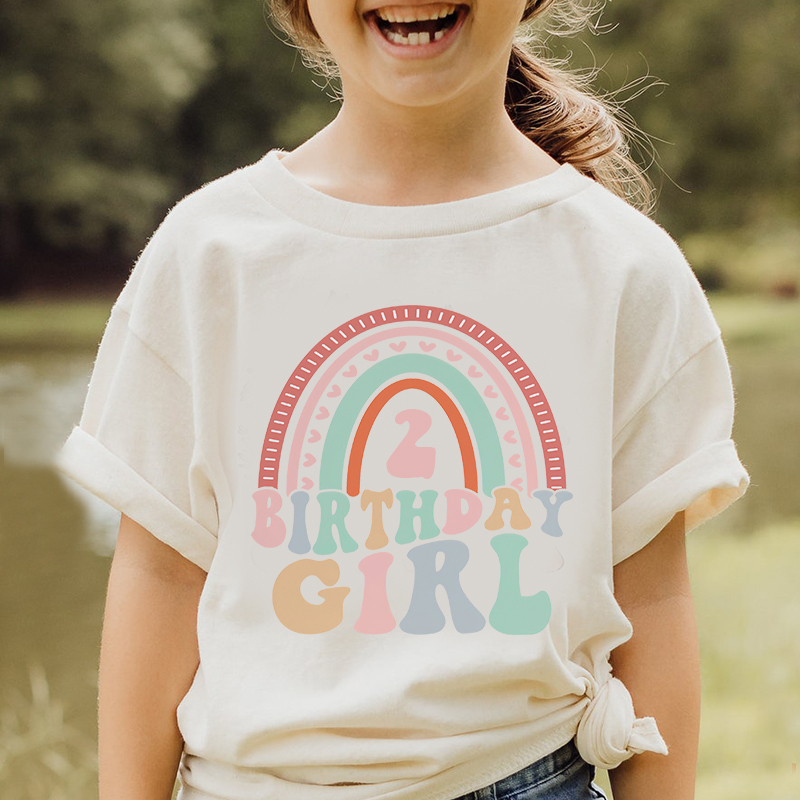 Personalized Girl Retro Rainbow Cozy T-Shirt| Cloth1442