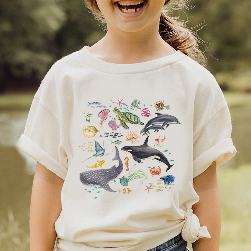 Personalized Kid Cute Sea Life Watercolor T-Shirt| Cloth1444