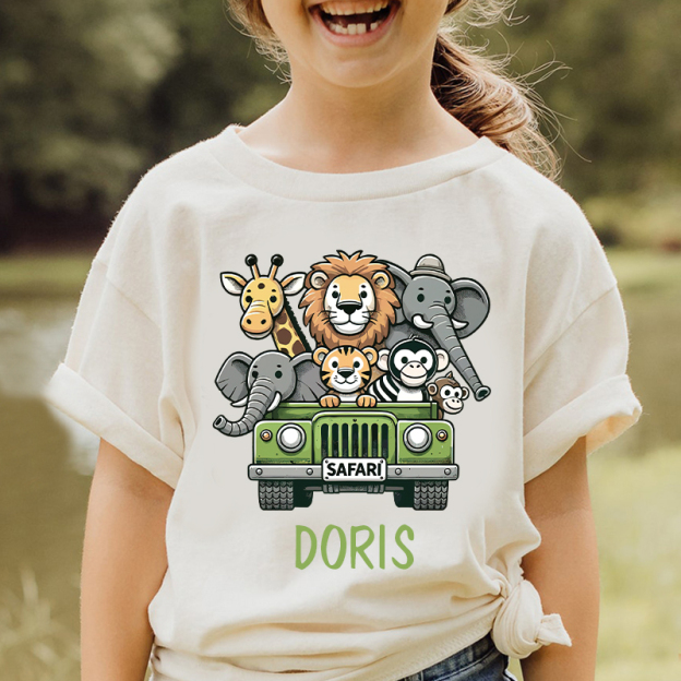 Personalized Kid Safari Birthday Cozy T-Shirt| Cloth1445