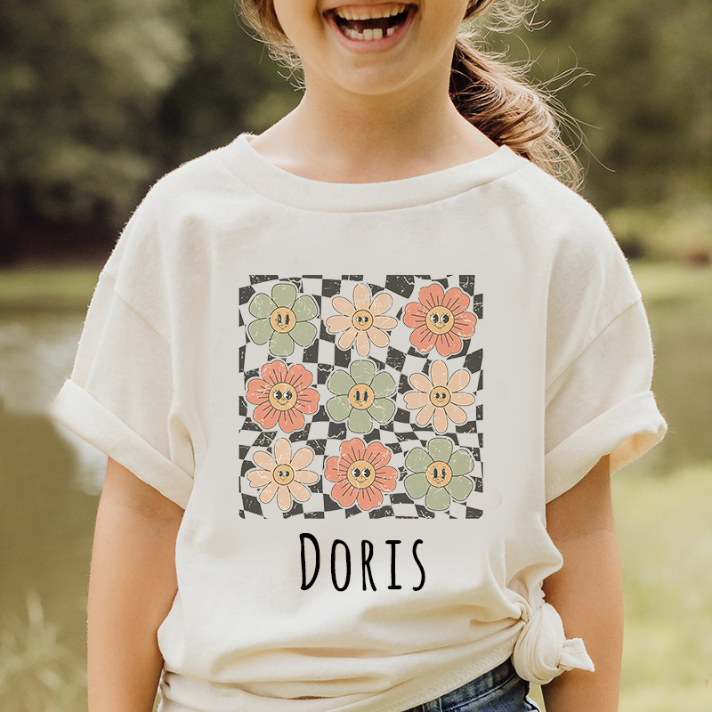 Personalized Girls Retro Flower T-Shirt| Cloth1422
