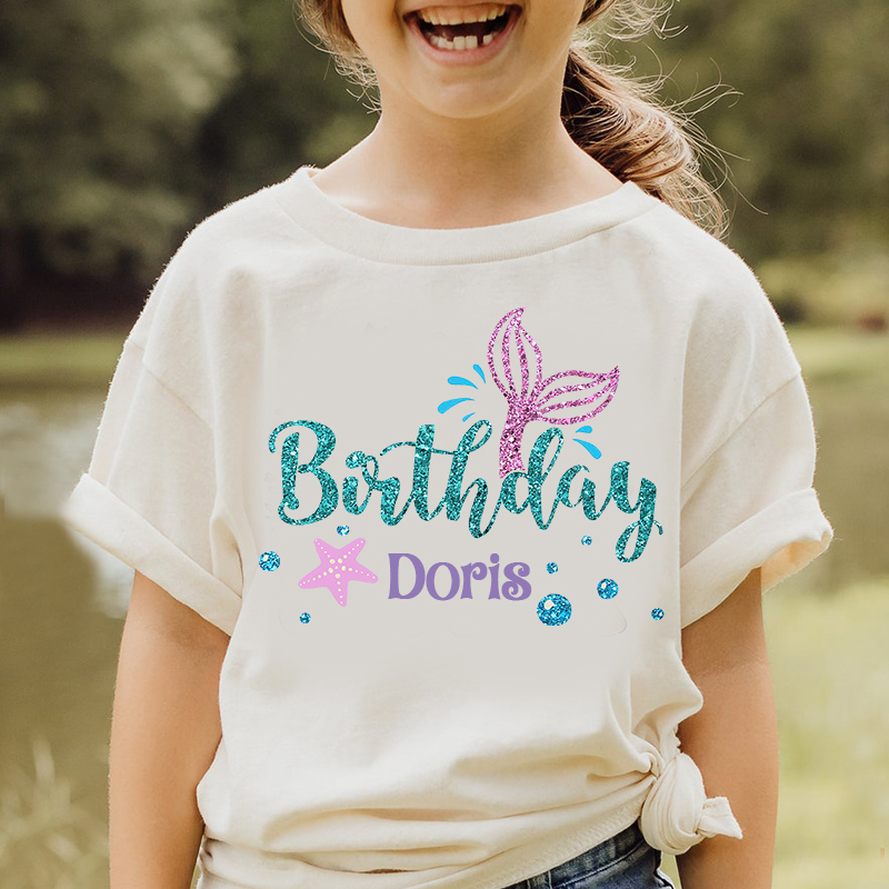 Personalized Girl Mermaid Birthday T-Shirt| Cloth1470