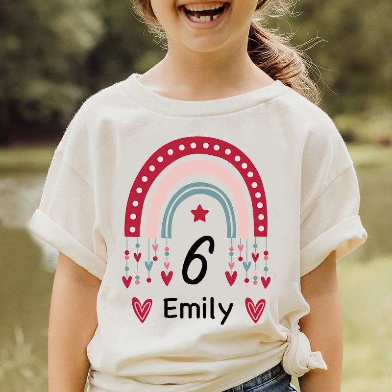 Personalized Girl Rainbow Birthday T-Shirt| Cloth1471