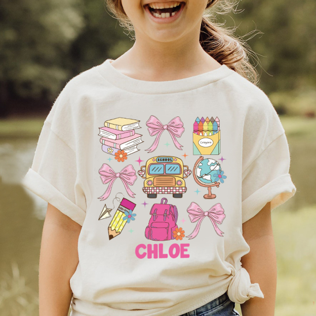 Personalized Girls Back To School Name T-Shirt| Cloth1481
