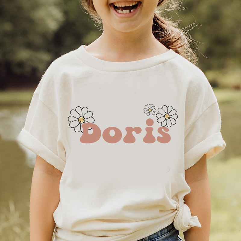 Personalized Girls Retro Cute Daisy T-Shirt| Cloth1425