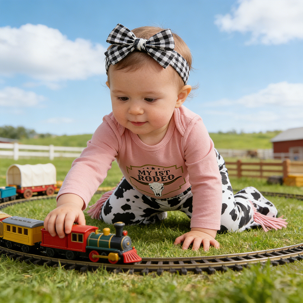 Personalized Baby Girl My First RODEO Cow Print Outfit Set| BBcloth129