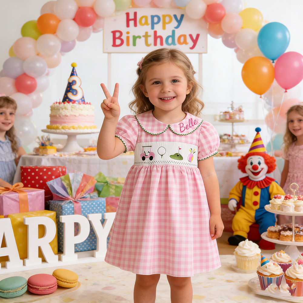 Personalized Girl Birthday Pink Golf Dress| Dress64