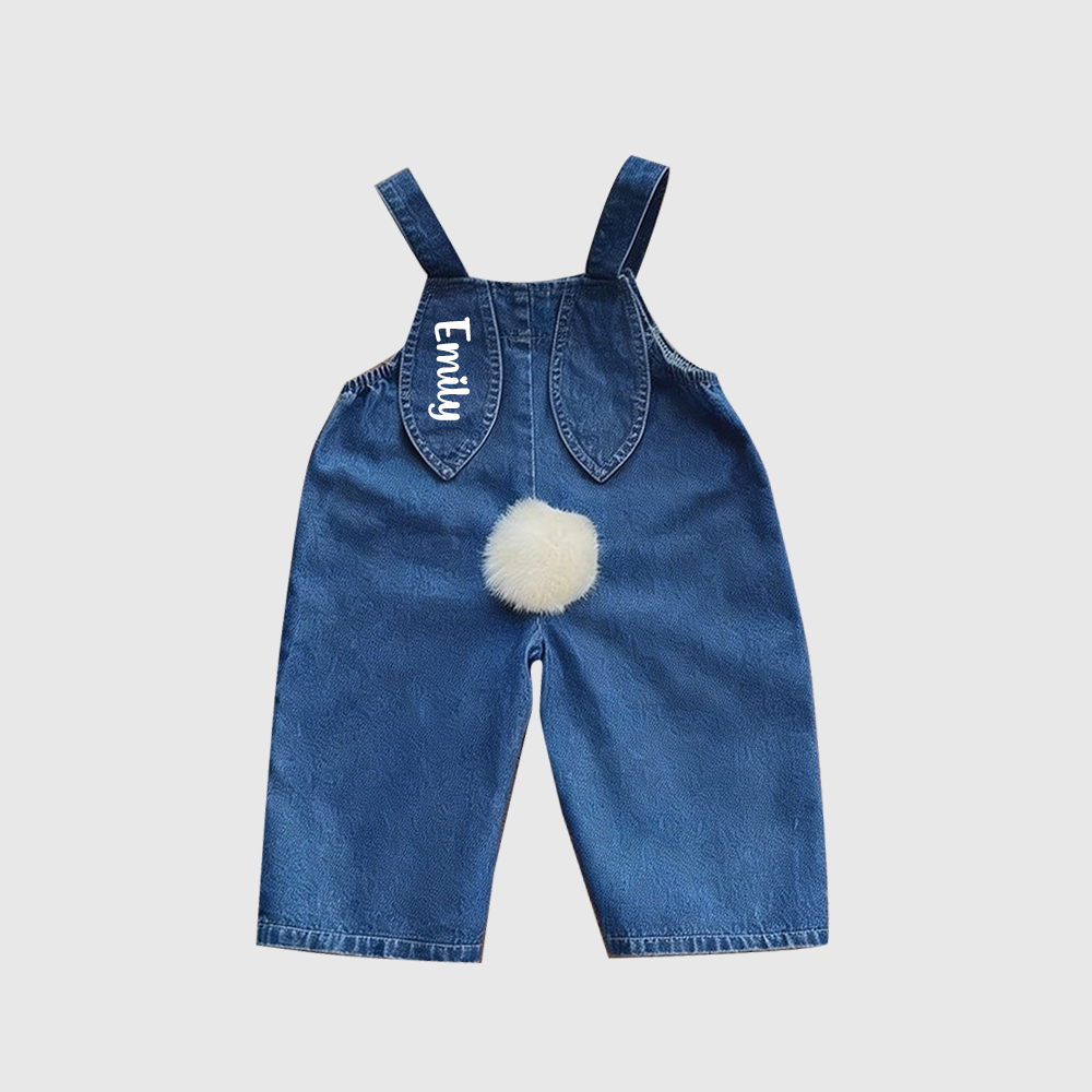 Personalized Kids Bunny Ear Demin Overalls| Pants33