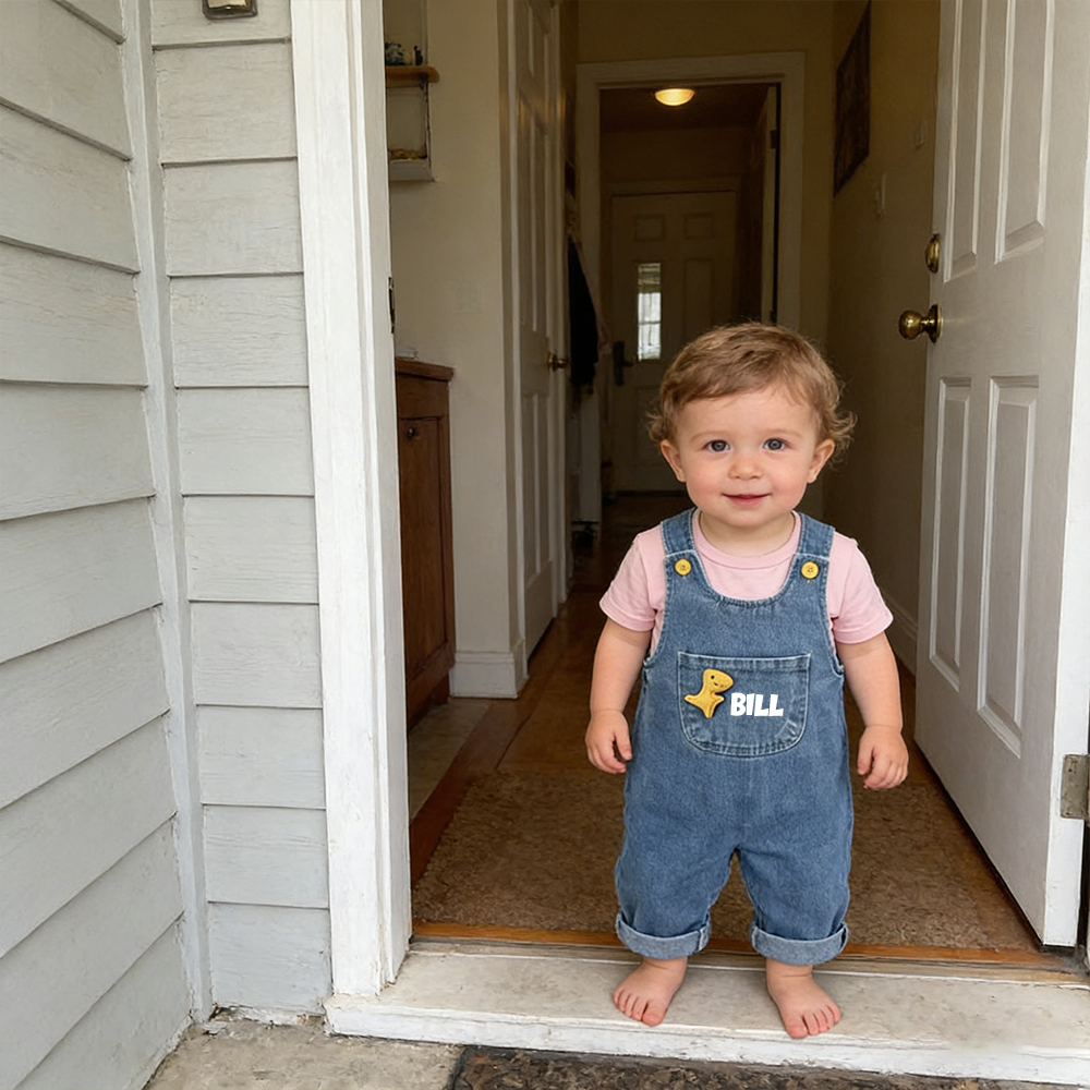 Personalized Boy Dinosaur Denim Overalls| Pants37