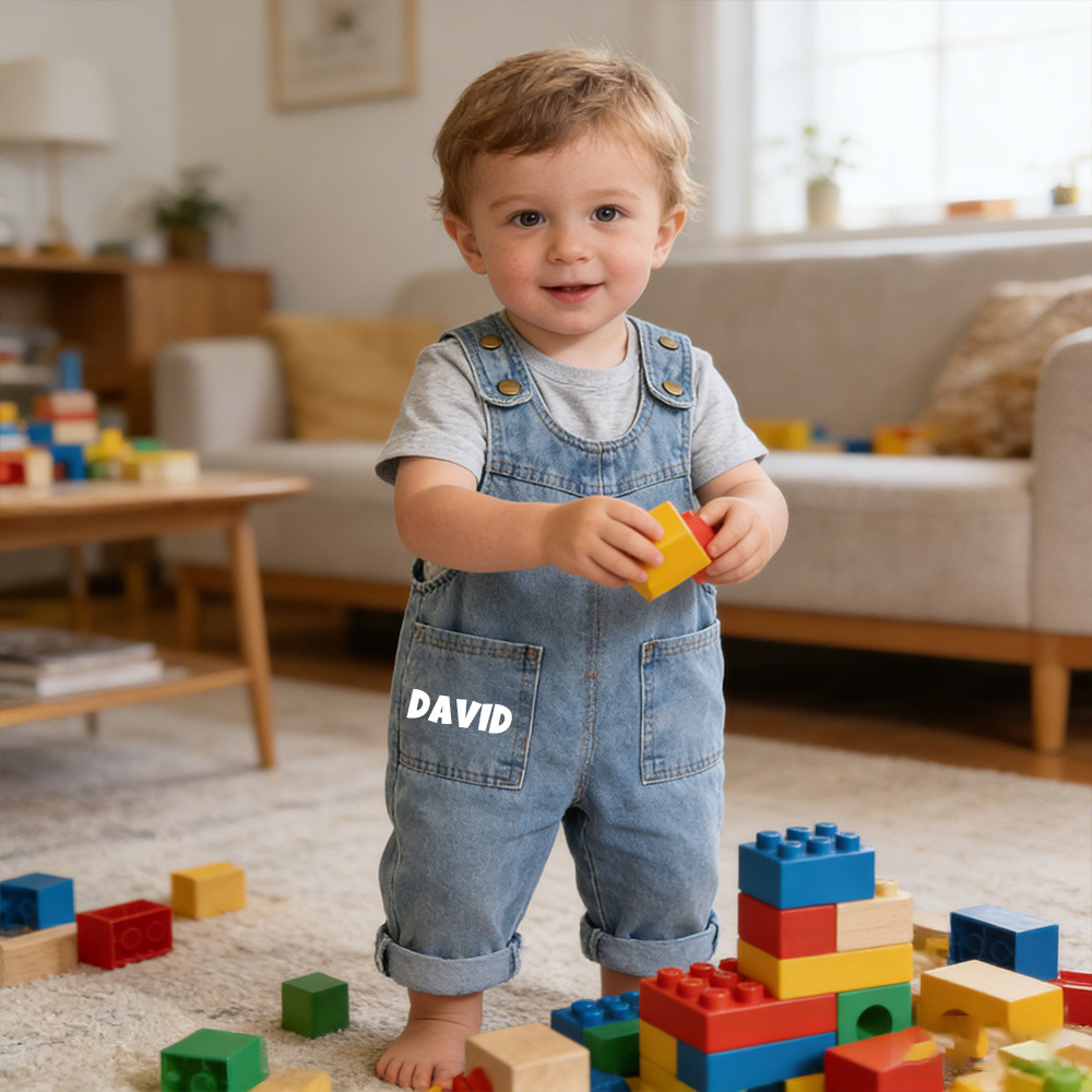 Personalized Kids Retro Denim Overalls| Pants41