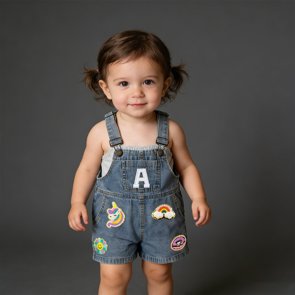 Personalized Kids Patch Denim Overalls| Pants23
