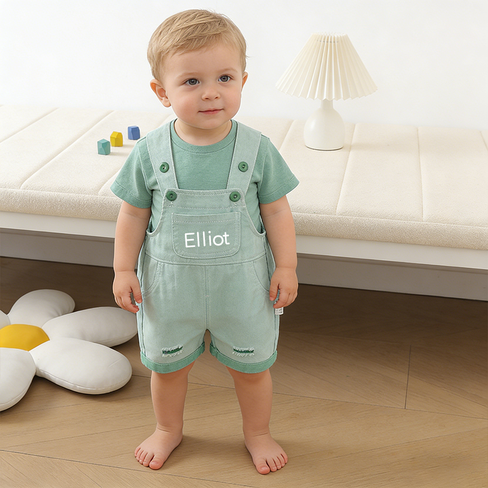 Personalized Kids Color Denim Overalls| Pants53