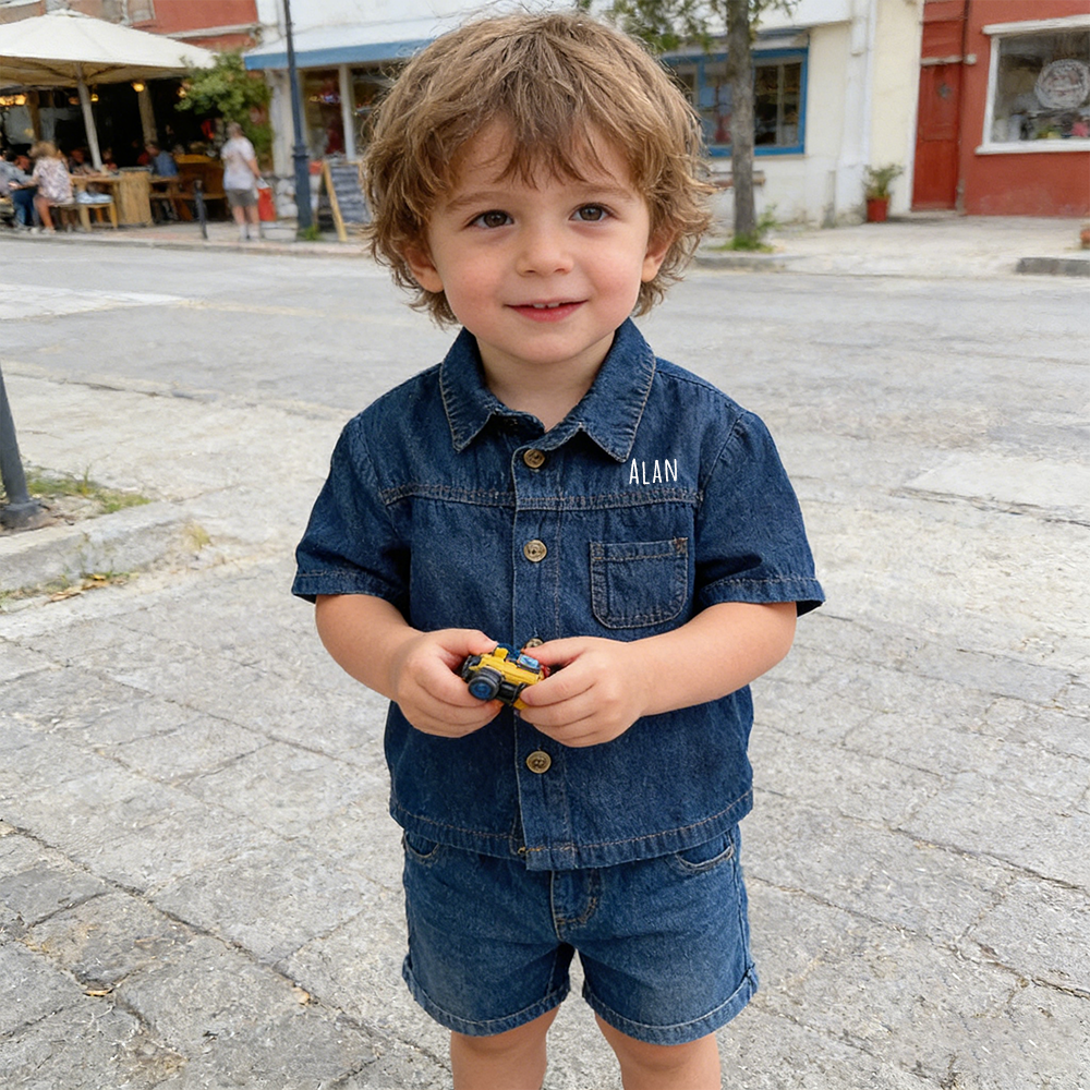 Personalized Boy Casual Denim Two-Piece Set| Cloth268