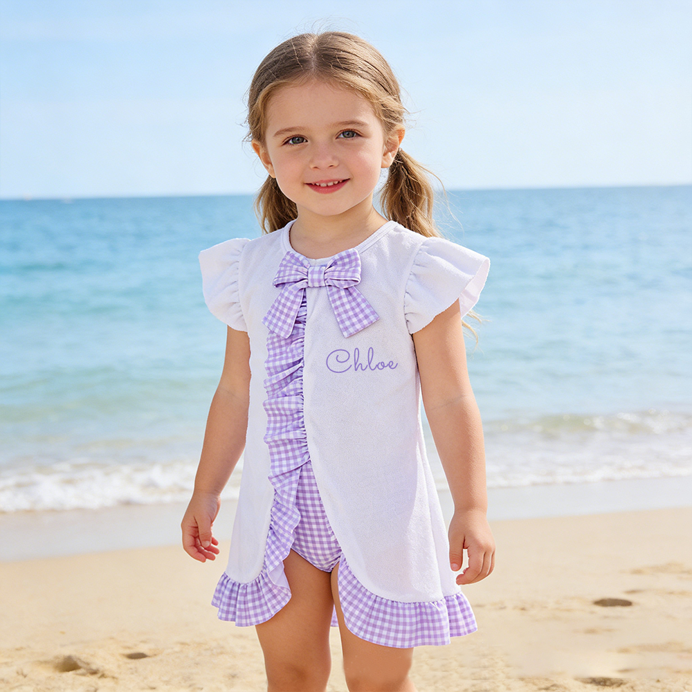 Personalized Girl Ruffle Beach Swim Cover Up| Swimsuit07