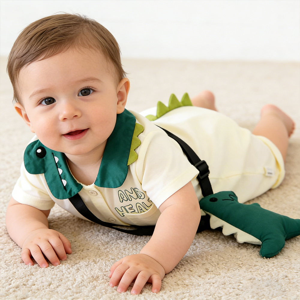 Personalized Baby Boy Dinosaur Romper with Bag| BBcloth134