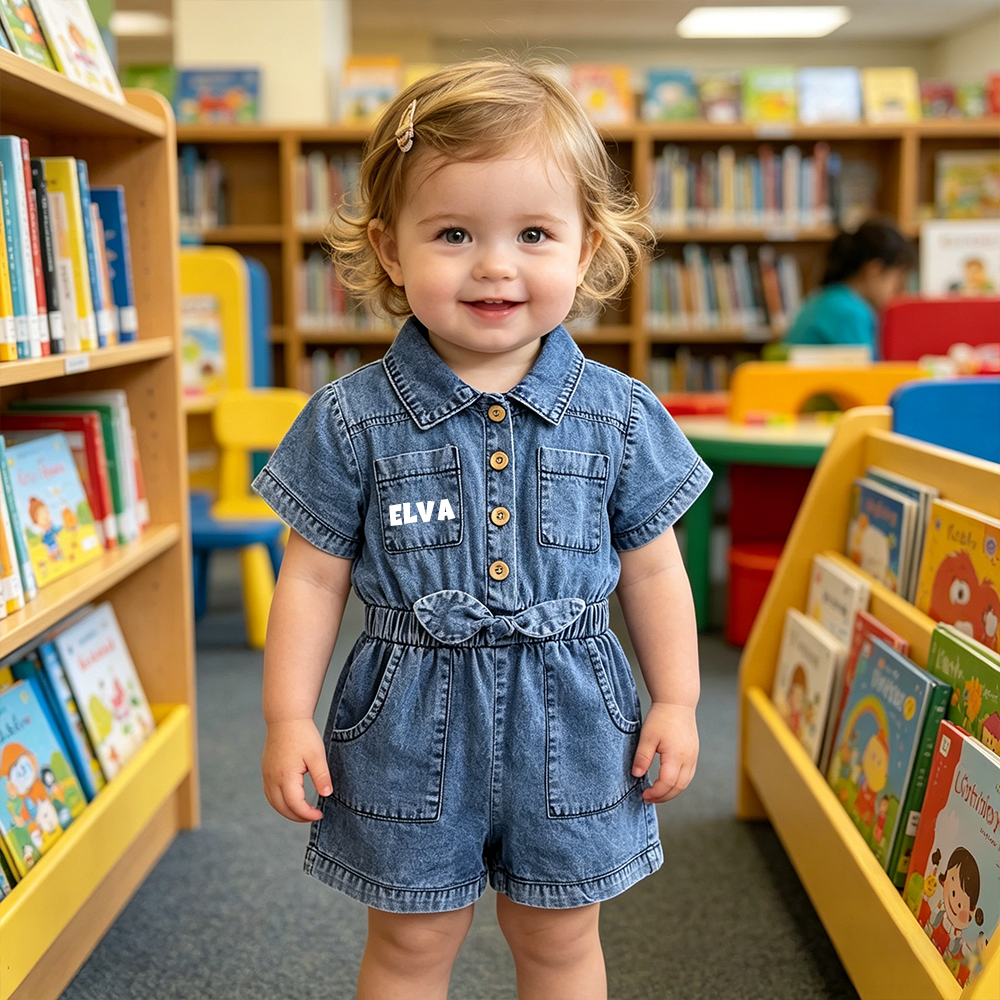 Personalized Girl Casual Denim Jumpsuit | cloth275
