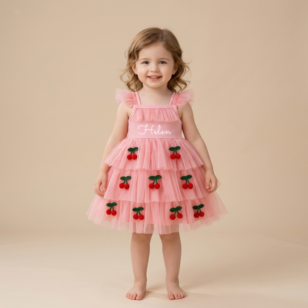 Personalized Girl Cherry Summer Tutu Dress| Dress102