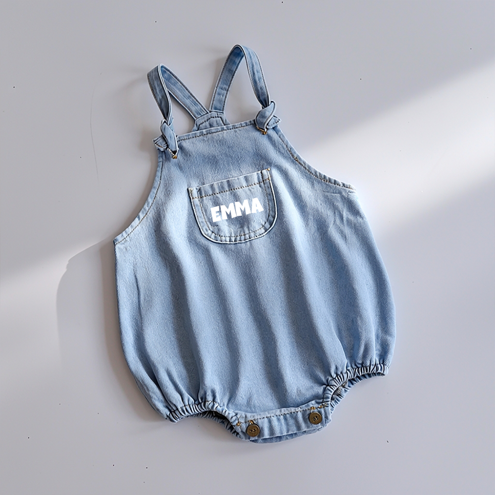 Personalized Denim Baby Overalls Romper| BBcloth141