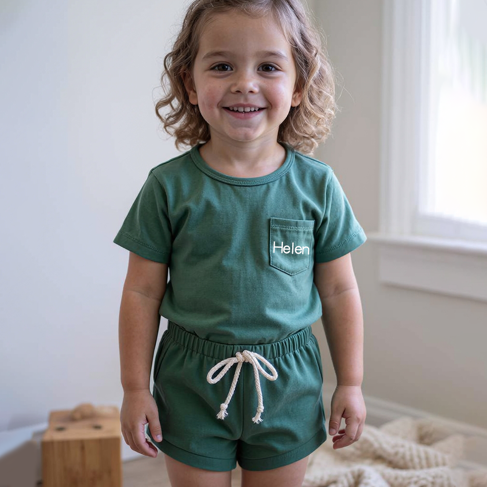 Personalized Kid Casual Top and Shorts Set| BBcloth143