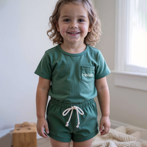 Personalized Kid Casual Top and Shorts Set| BBcloth143