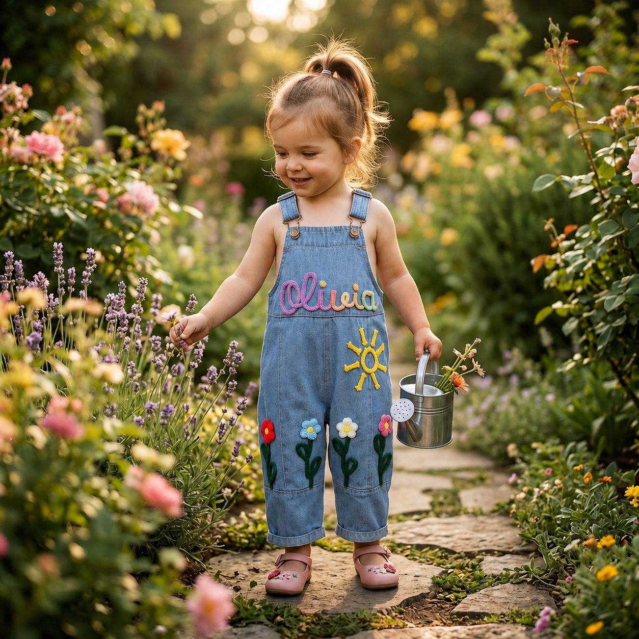 Personalized Kids Embroidered Oversized Denim Overalls| Pants60