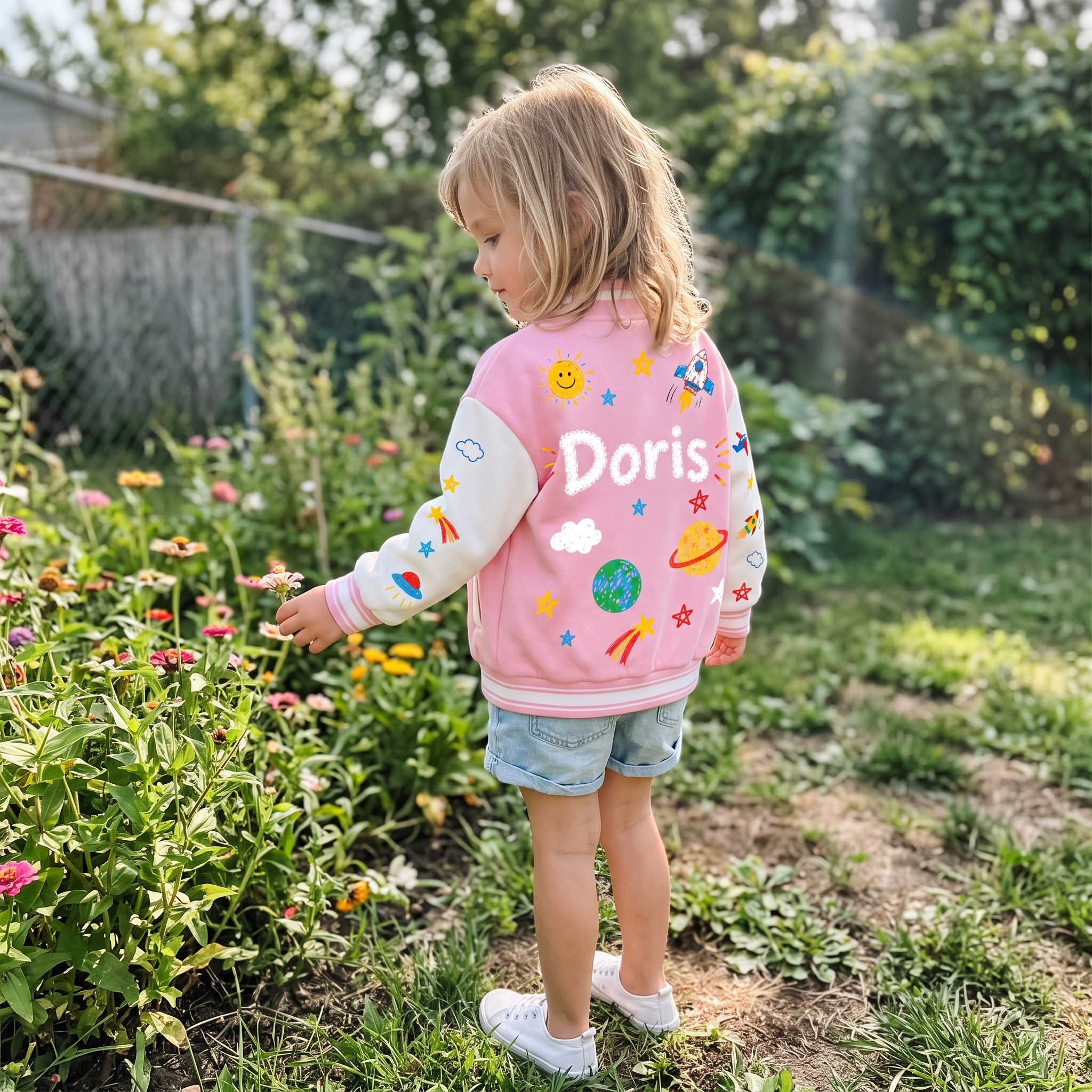 Personalized Kids Space Rocket Varsity Jacket | Cloth291