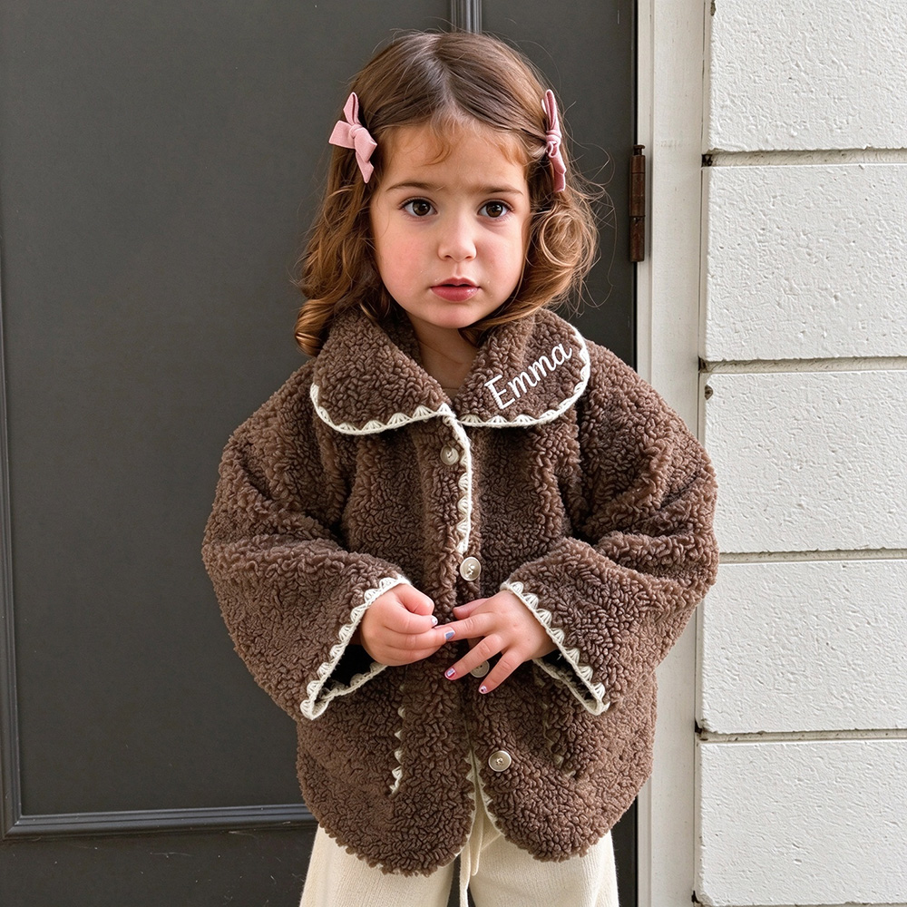 Personalized Embroidered Girls Sweet Teddy Fleece Coat | Cloth300