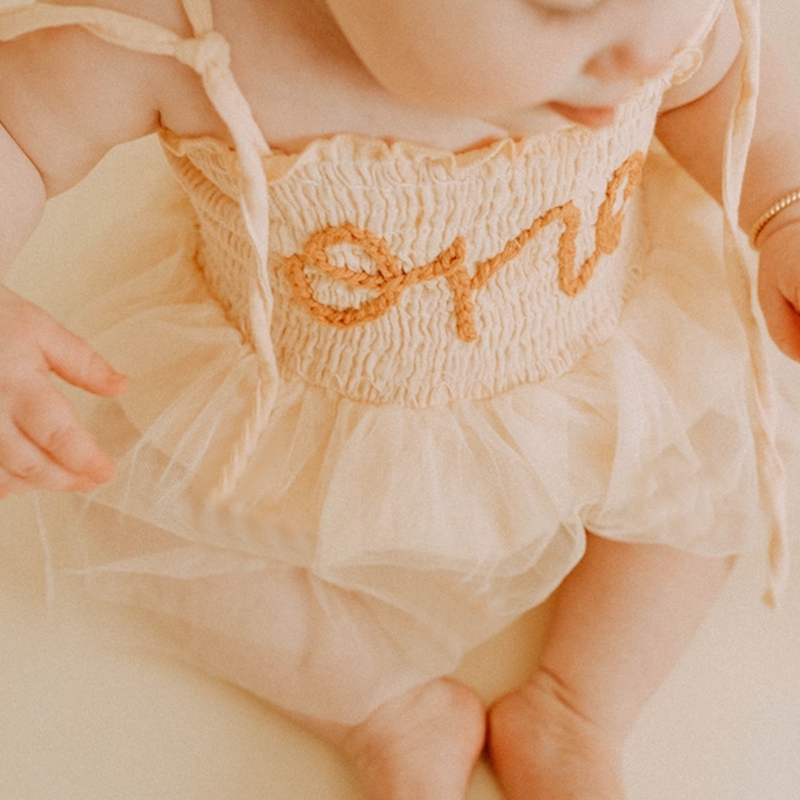 Personalized Baby Tutu Embroidered One Birthday Romper| BBCloth41