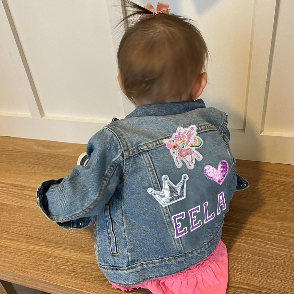 Personalized Girls Denim Patch Jacket| Cloth179