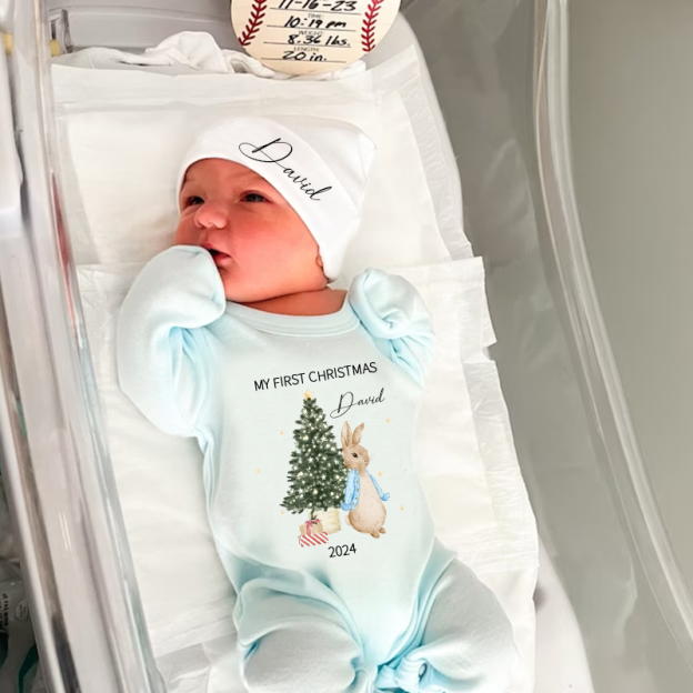 Personalized Baby First Christmas Rabbit Outfit| BBCloth1203